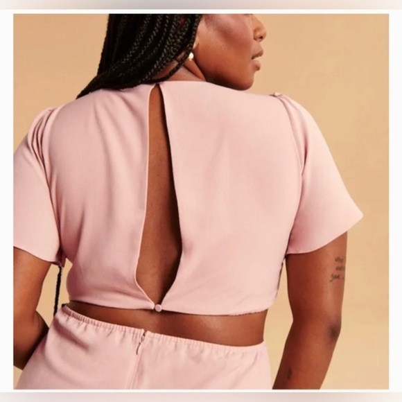 Abercrombie & Fitch blush Cut out open back Angel Sleeve dress size XXXLT new - Picture 4 of 8
